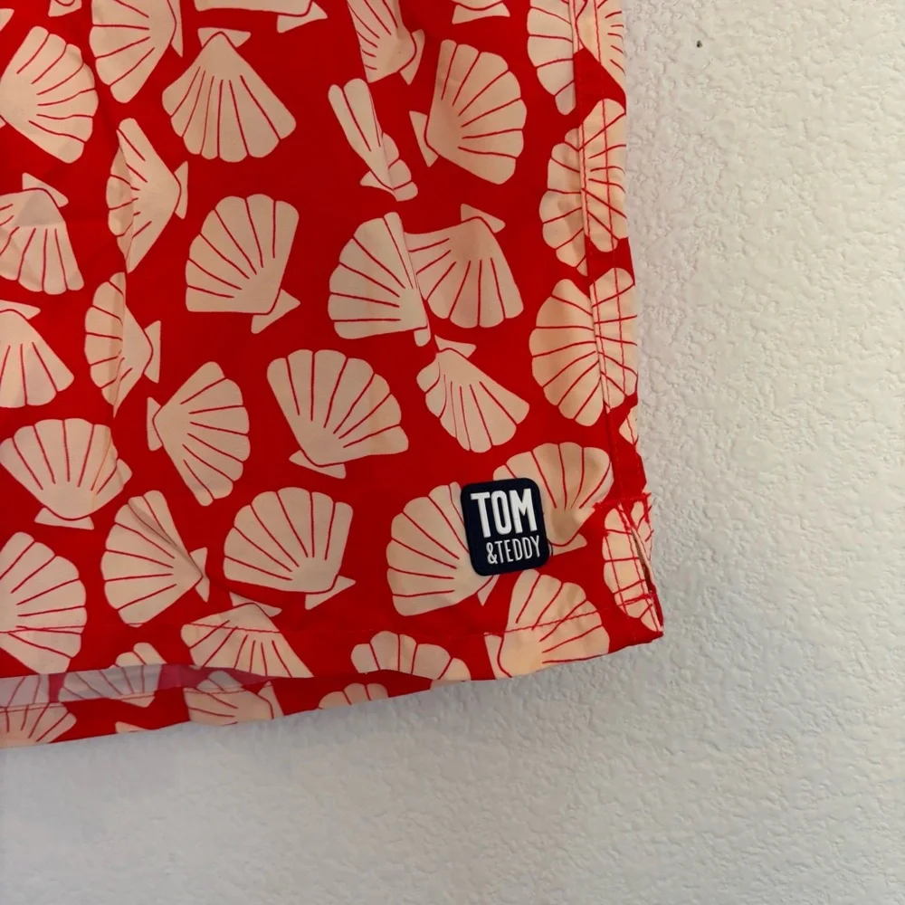 Tom & Teddy Mens Shell Trunks Vanilla Swim Shorts NWT